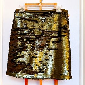 Olive green sequin skirt
